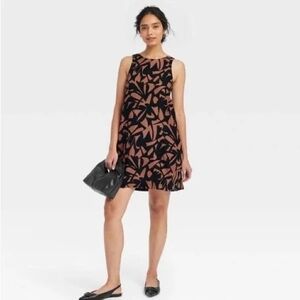 Black and Brown Patterned Sleeveless Dress